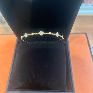 Made in Italy 18k Yellow Gold Twist Diamond Bangel